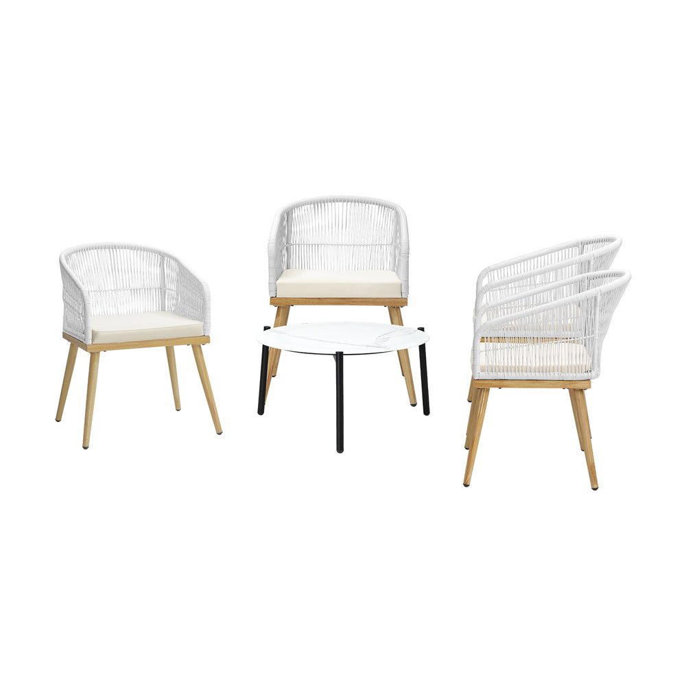 3pcs Seater Outdoor Patio Set 50/70 cm Table Beige and Natural Chairs