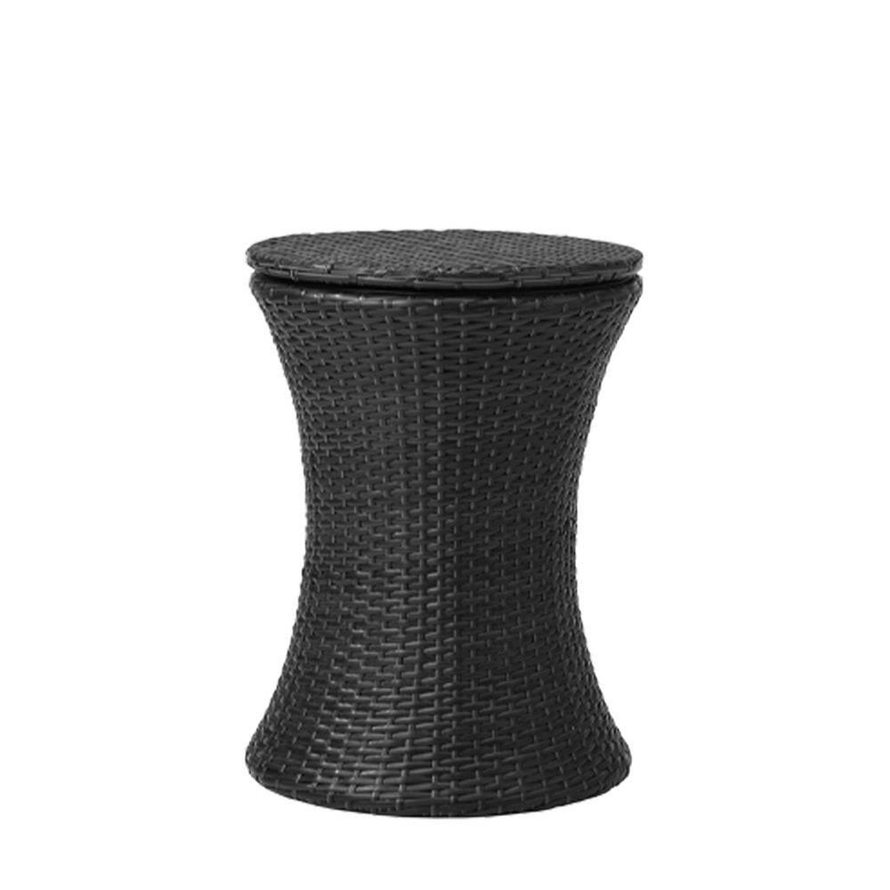 Outdoor Lounge Setting Ice Bucket Black/Brown Table 2 Seater