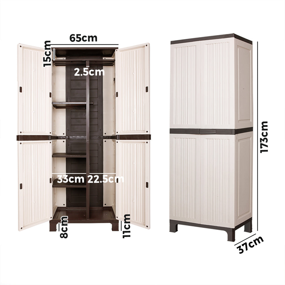 Outdoor Storage Cabinet Box Garage Garden Cupboard Adjustable Lockable