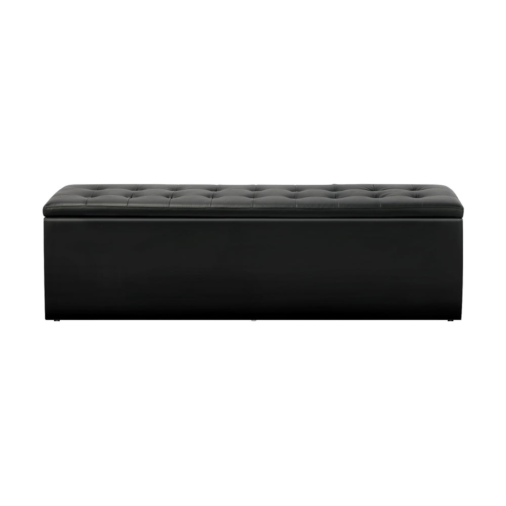 Versatile Black Storage Ottoman: Blanket Box, XL Foot Stool, and PU Leather Toy Chest