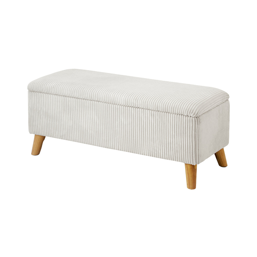 Storage Ottoman Blanket Box LARGE Polyester Beige/Grey