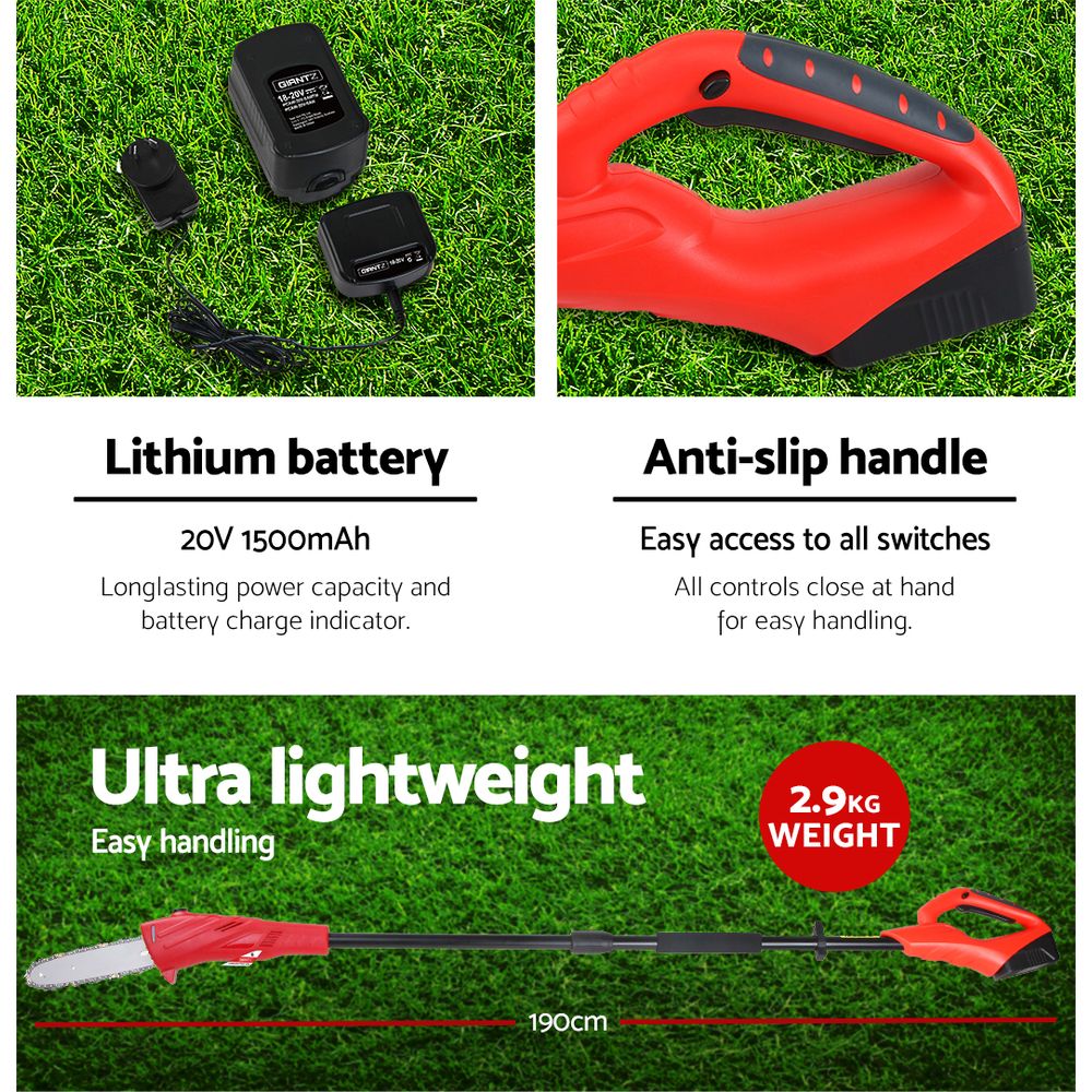 Chainsaw Cordless Pole Chain Saw 20V 8In Pruner 2.7M Long Reach Battery