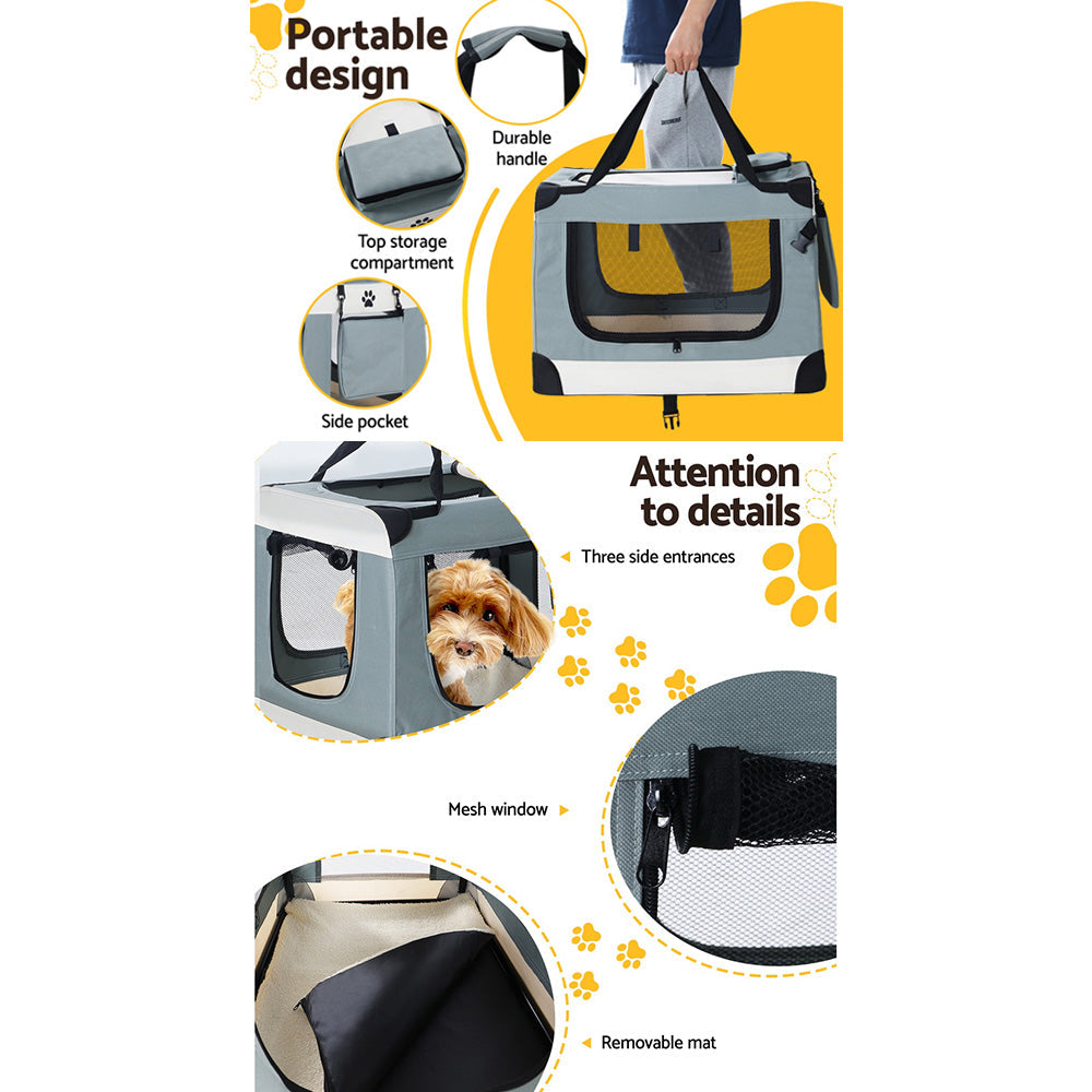 Pet Carrier Soft Crate Dog Cat Travel 90X61Cm Foldable Car 2Xl