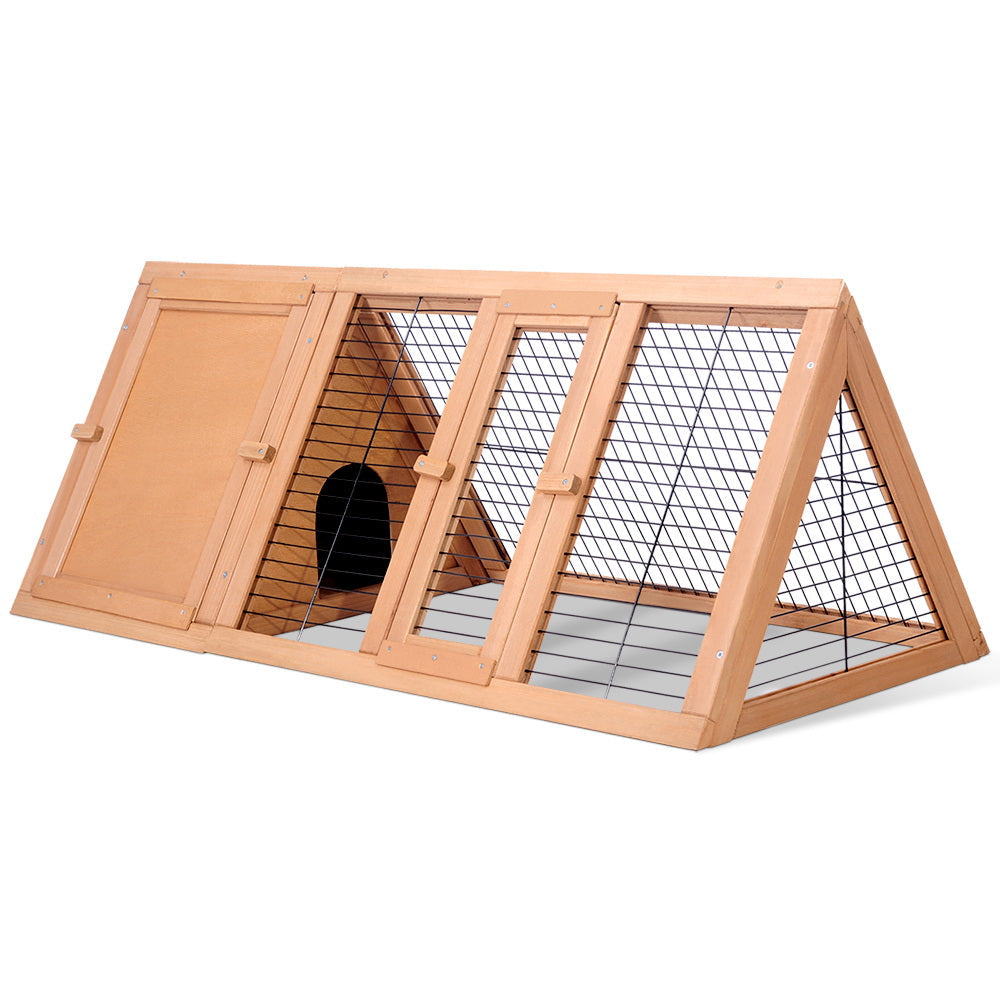 Rabbit Hutch & Chicken Coop - 119x51x44cm Wooden Cage with Large Outdoor Run