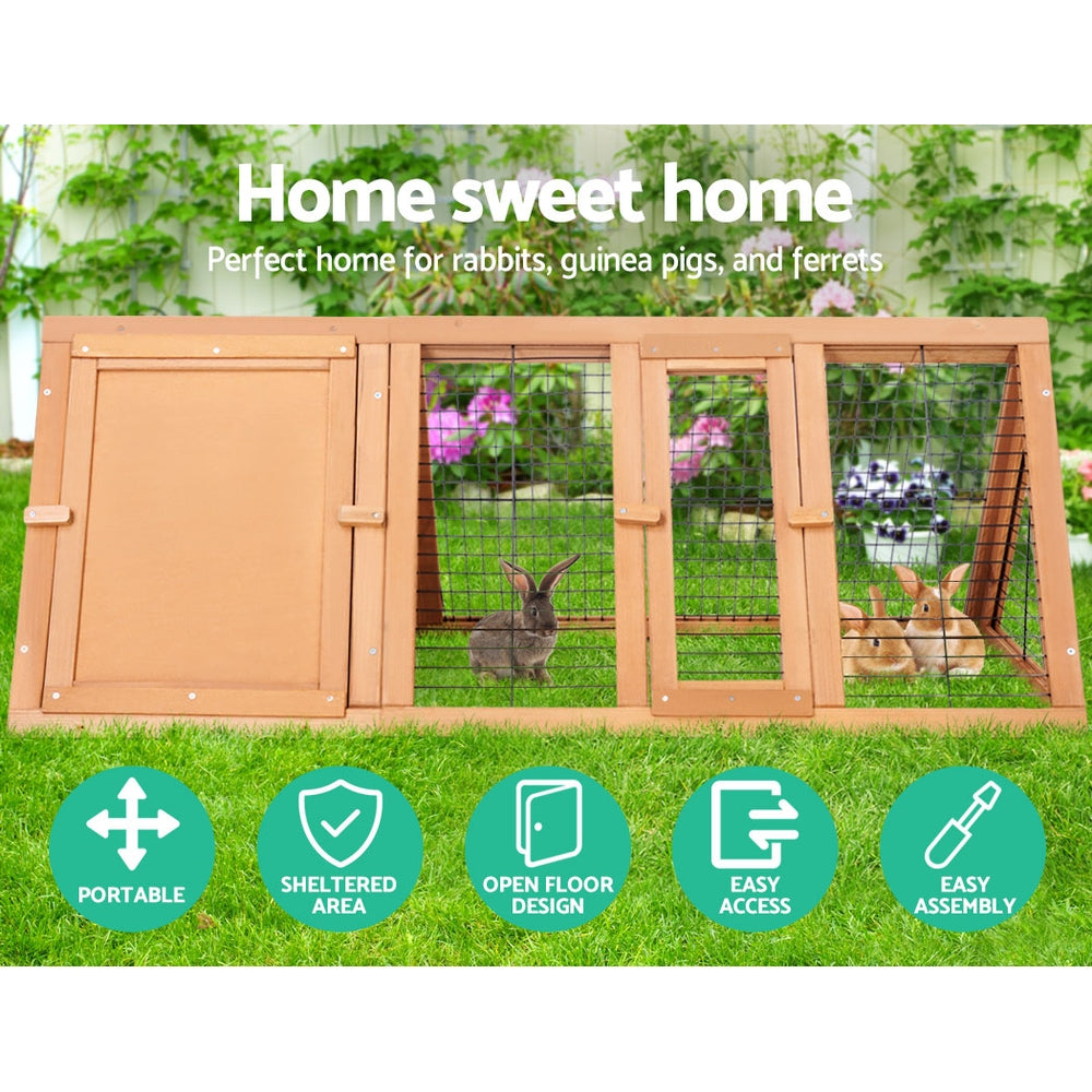 Rabbit Hutch & Chicken Coop - 119x51x44cm Wooden Cage with Large Outdoor Run