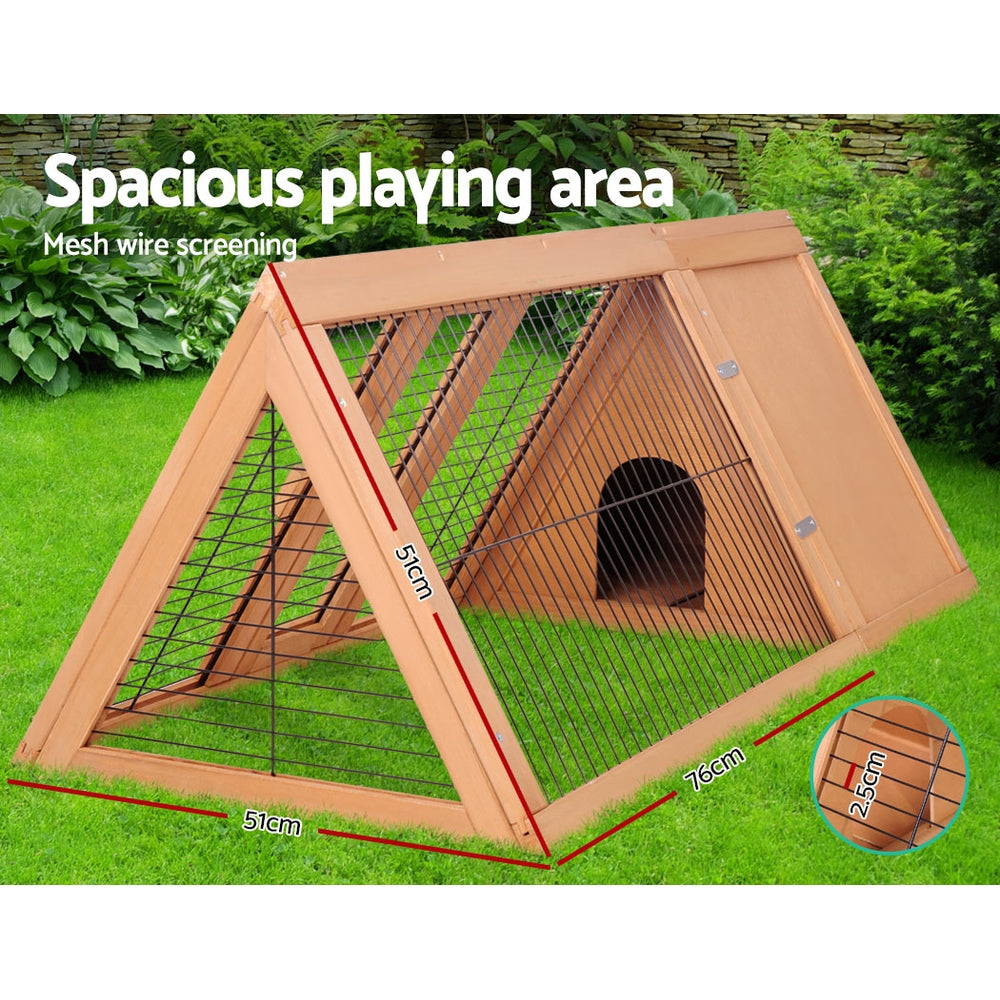 Rabbit Hutch & Chicken Coop - 119x51x44cm Wooden Cage with Large Outdoor Run