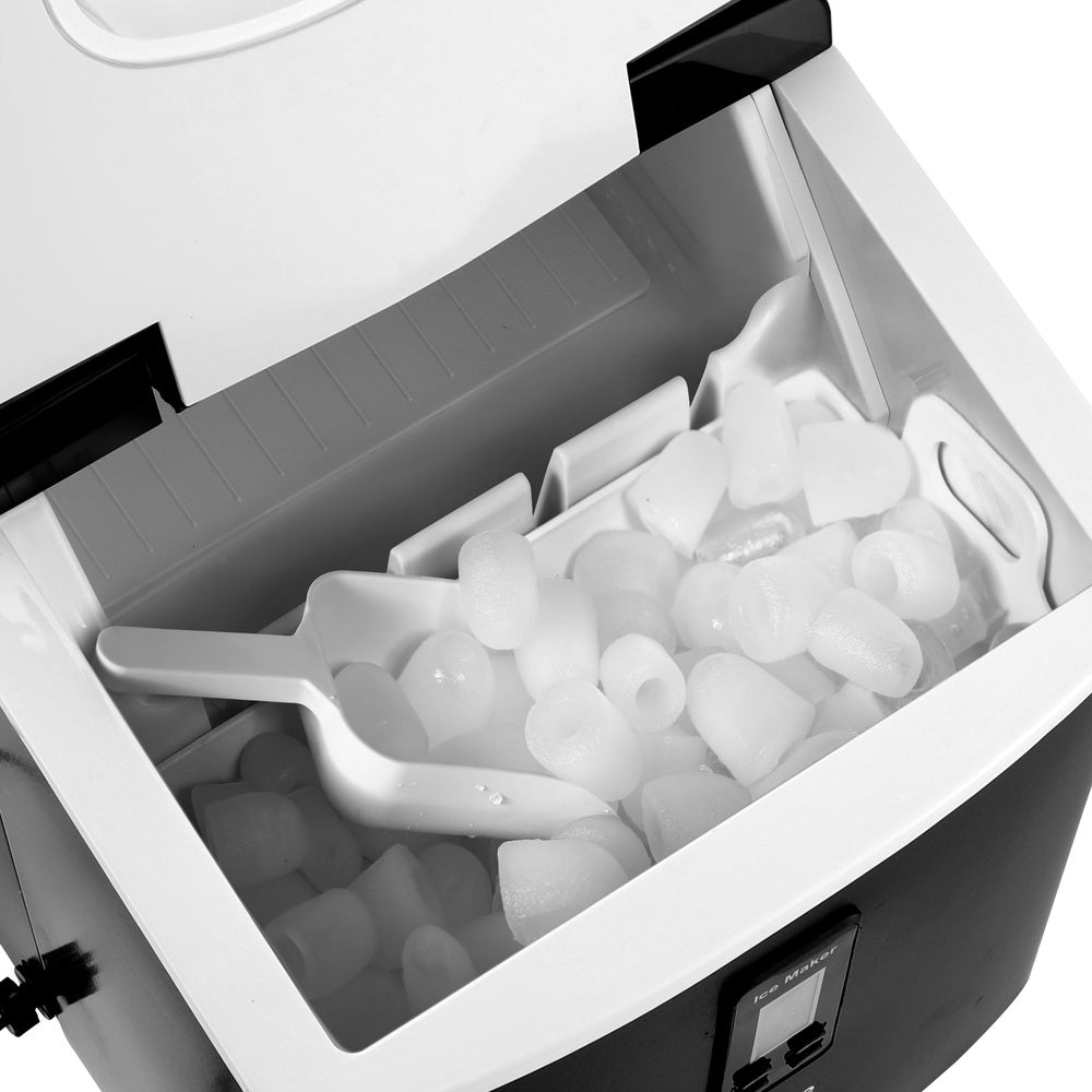 3L Portable Ice Maker with Ice Cube Scoop 15kg Black