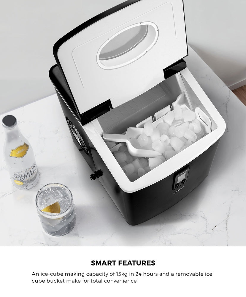 3L Portable Ice Maker with Ice Cube Scoop 15kg Black