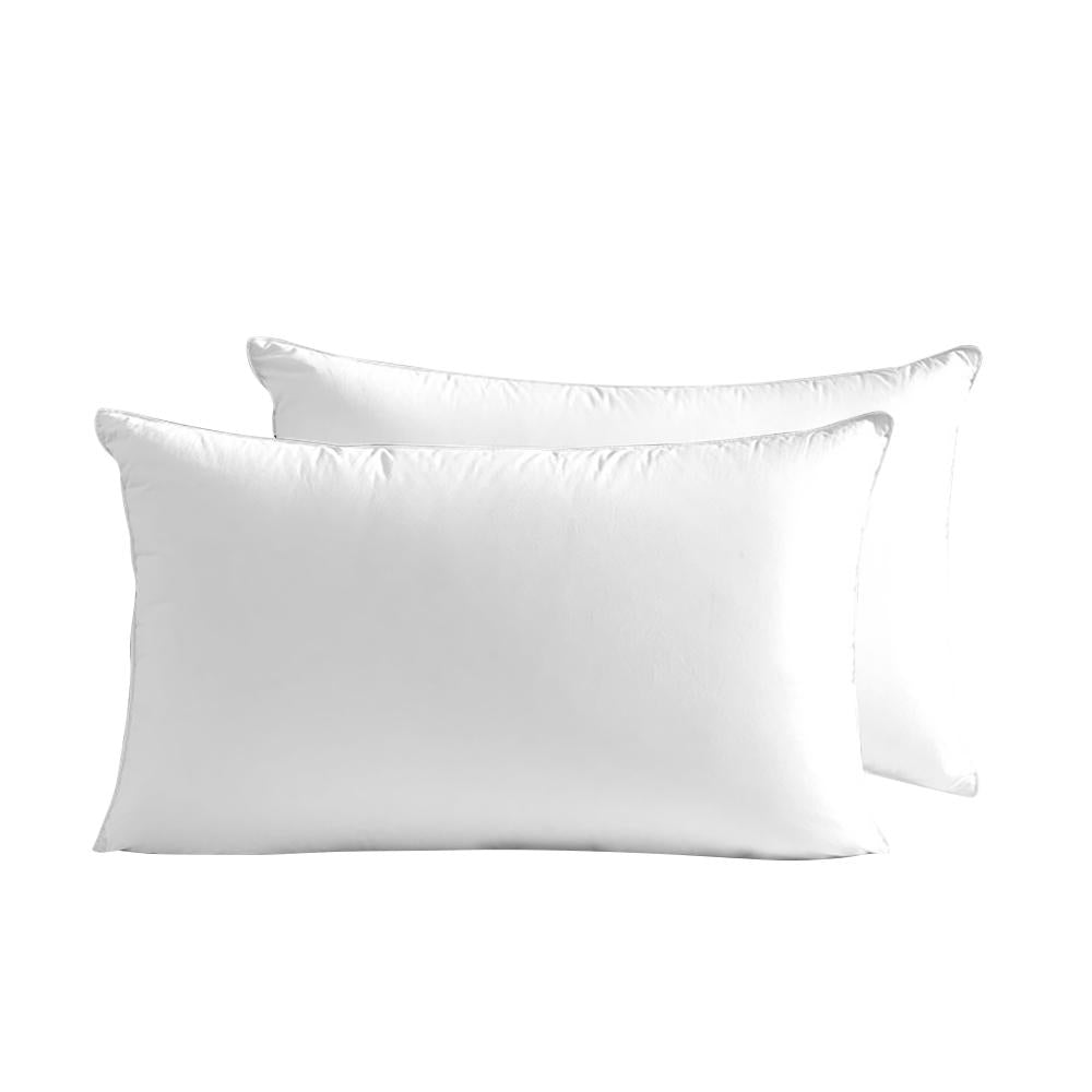 Simple Deals Pillow Goose Feather Down Standard Pillows Cotton Cover - Twin Pack