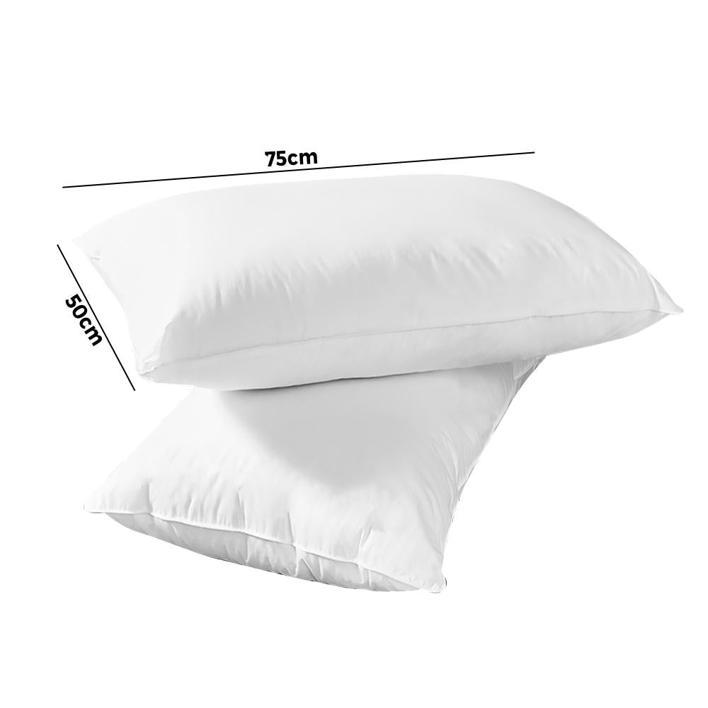 Simple Deals Pillow Goose Feather Down Standard Pillows Cotton Cover - Twin Pack