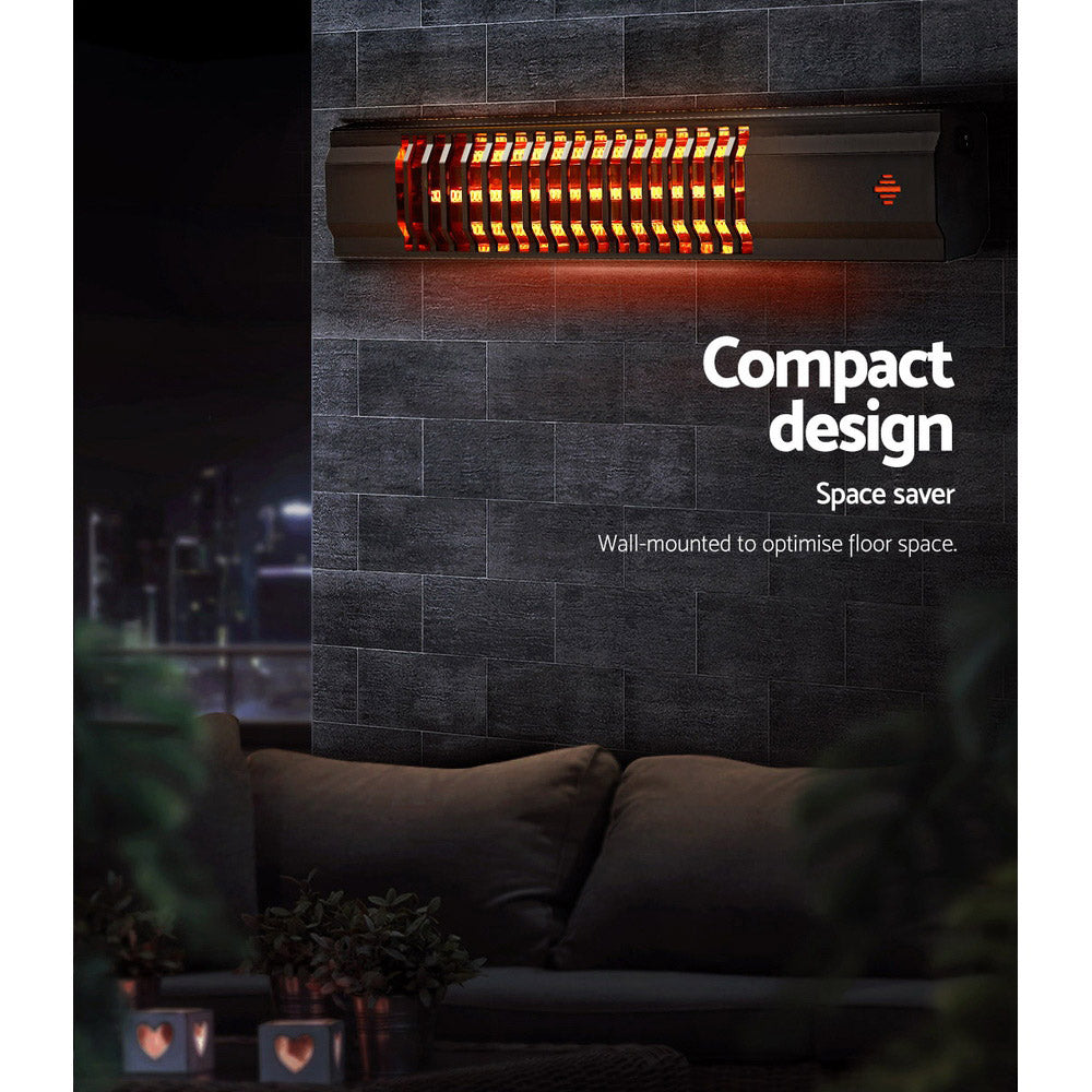 Electric Strip Heater Radiant Heaters 2000W Black