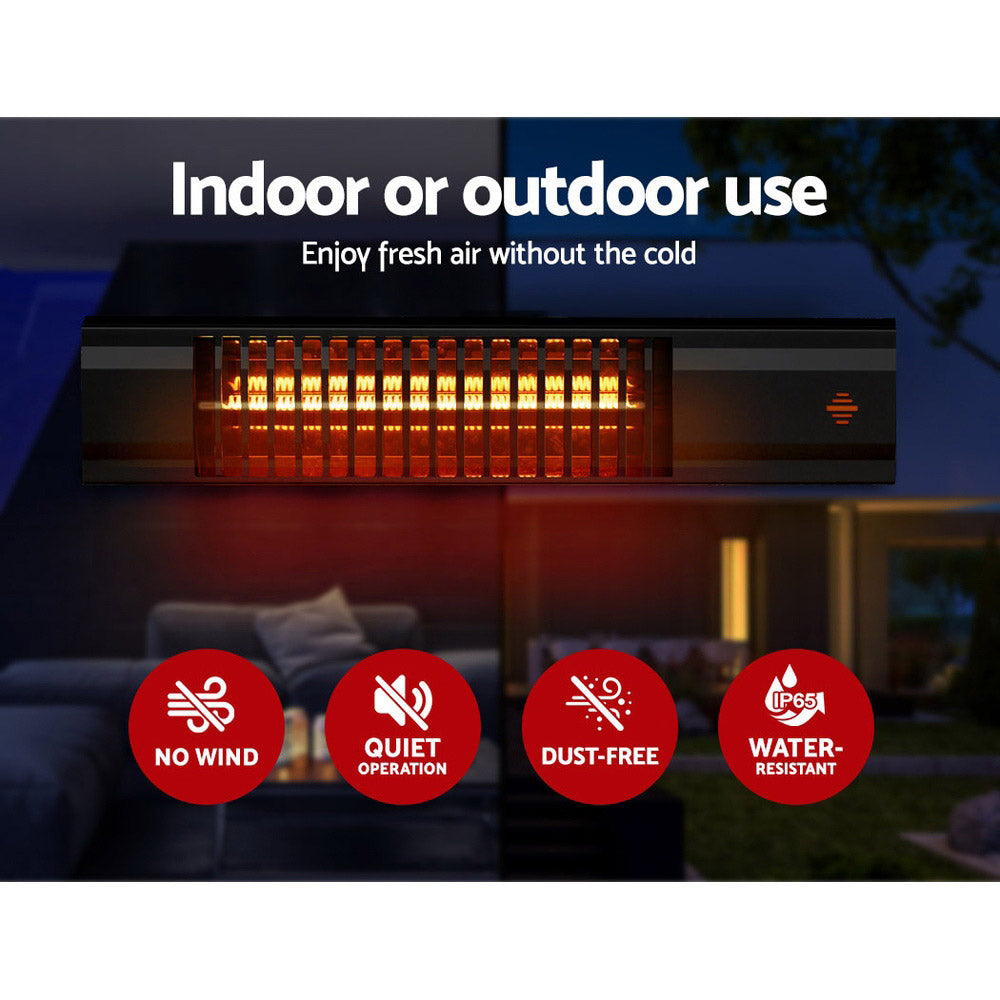 Electric Strip Heater Radiant Heaters 2000W Black