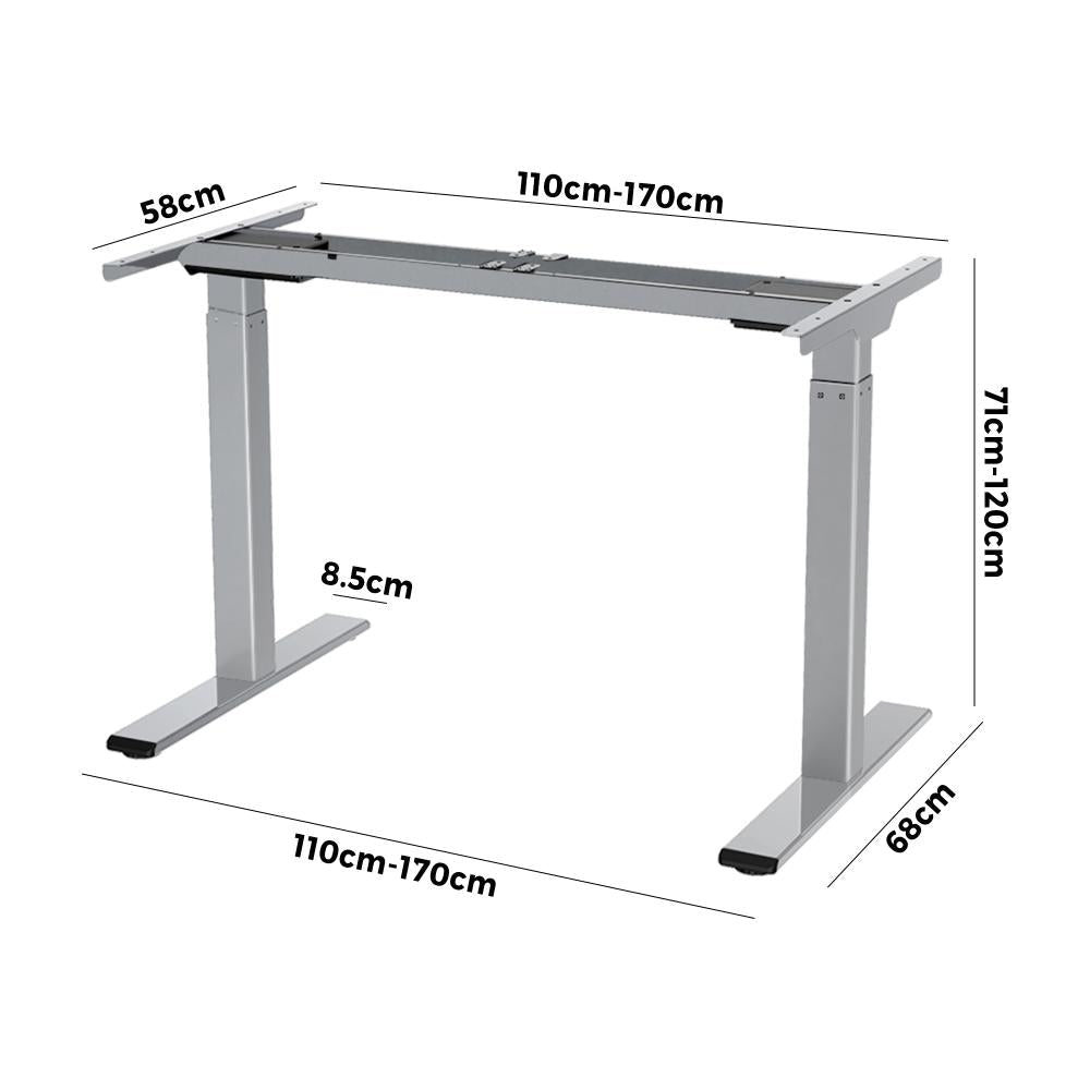Office Standing Desk Frame Sit Table Leg Motorised Dual Motor Stand Grey(Frame Only)
