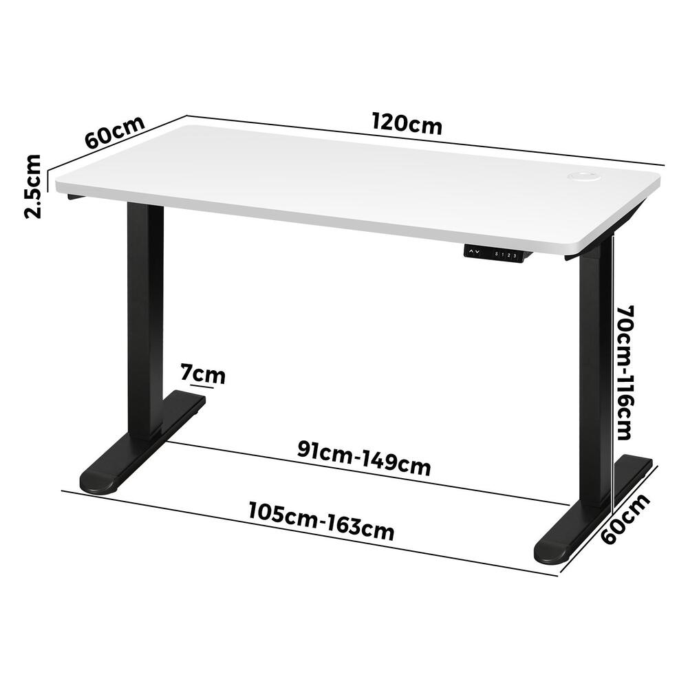 Standing Desk Electric Height Adjustable Motorised Sit Stand Desk Black and White
