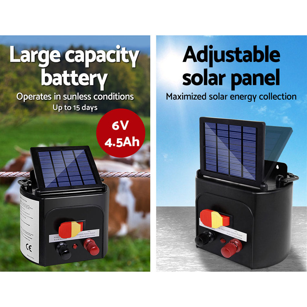 Fence Energiser 3Km Solar Powered 0.1J Electric Fencing Charger