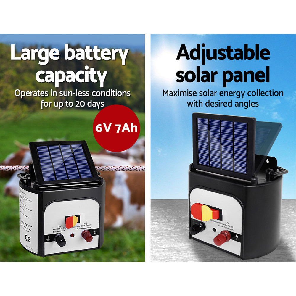 Fence Energiser 8Km Solar Powered 0.3J Electric Fencing Charger