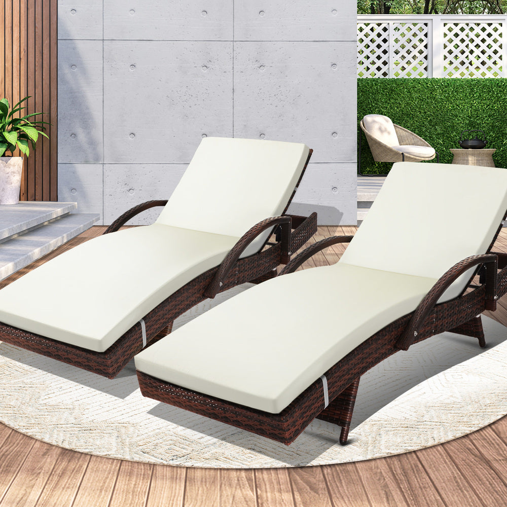 Outdoor Sun Lounger Waterproof Adjustable Black.Beige&Brown