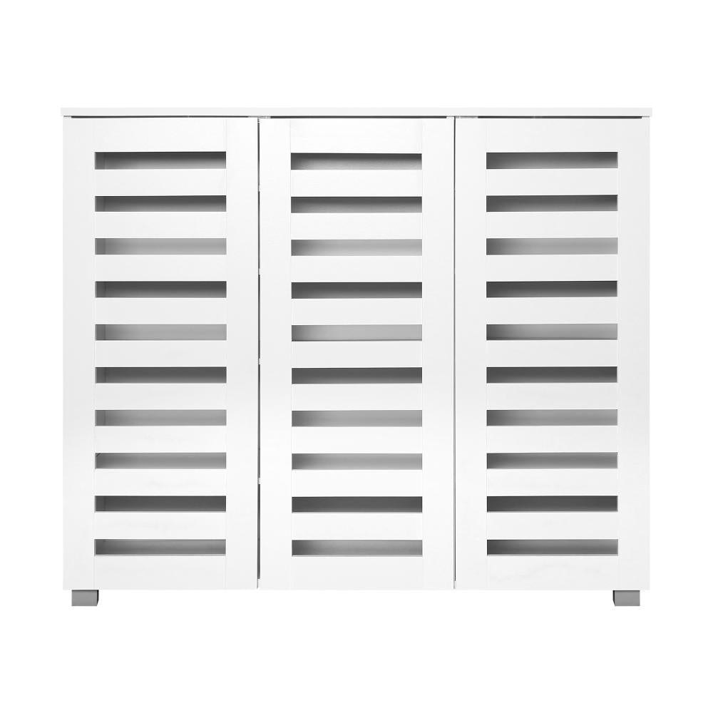 Shoes Cabinet Shoe Storage Rack Organiser Shelf 3 Doors 30 Pairs White