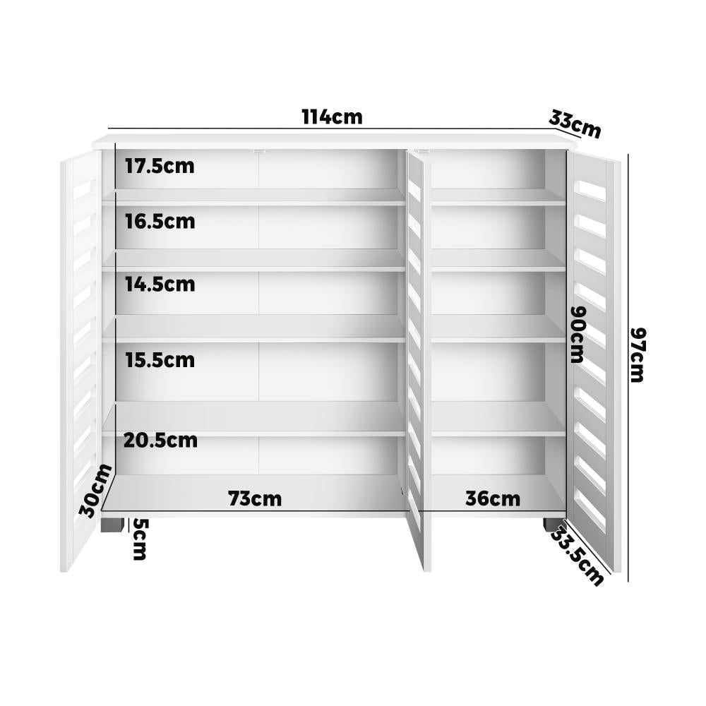 Shoes Cabinet Shoe Storage Rack Organiser Shelf 3 Doors 30 Pairs White