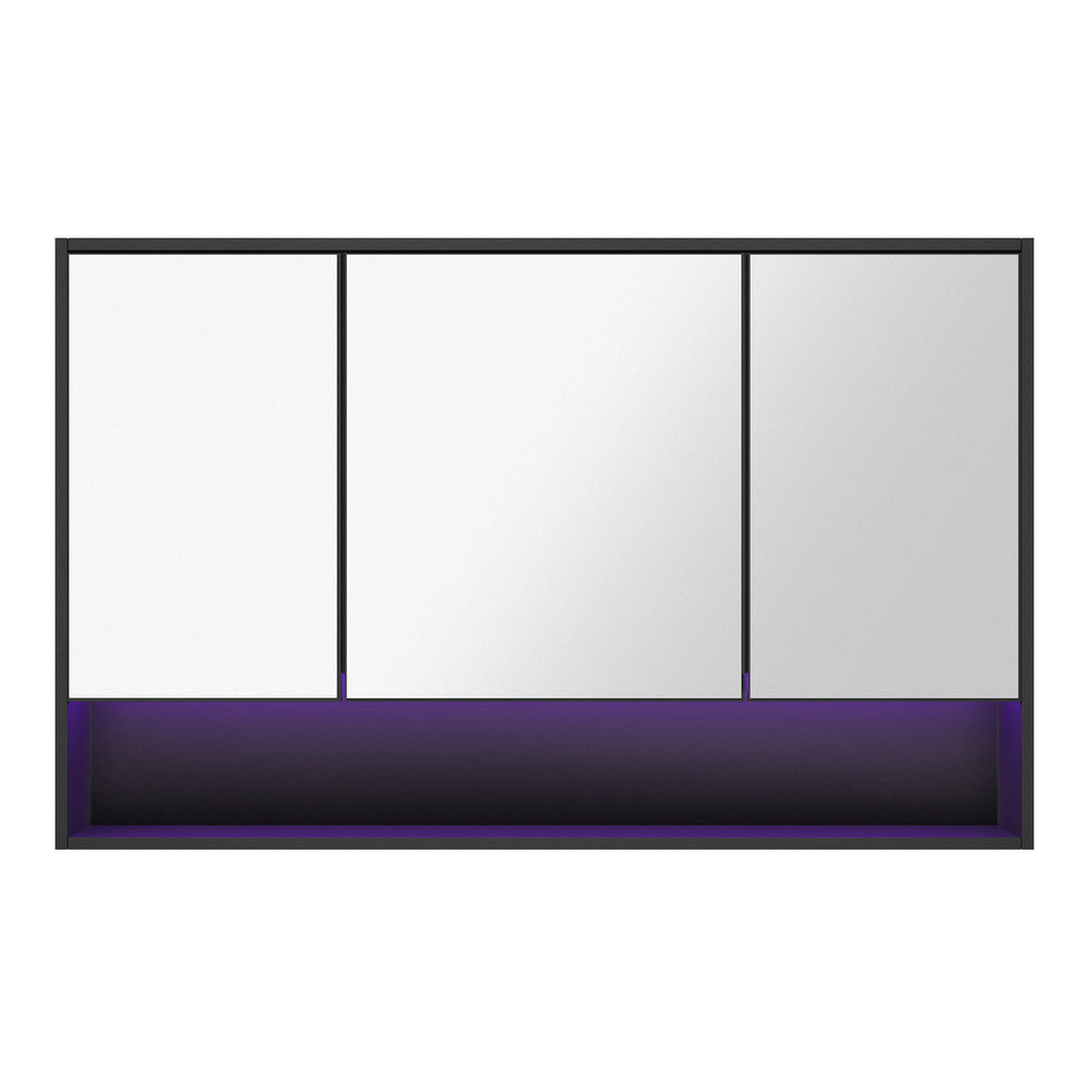 Bathroom Mirror Cabinet LED Wall Storage Black/White
