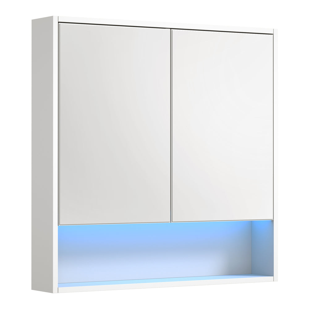 Bathroom Mirror Cabinet LED Wall Storage Black/White