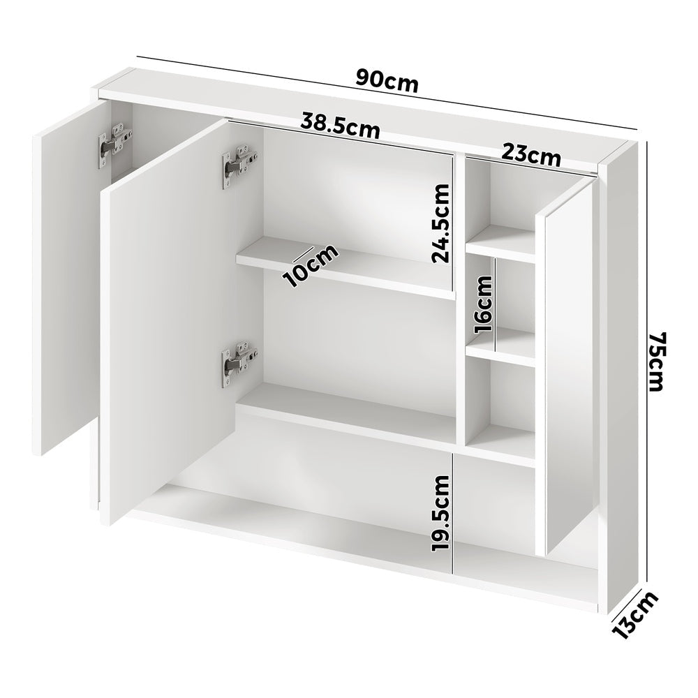 Bathroom Mirror Cabinet LED Wall Storage Black/White
