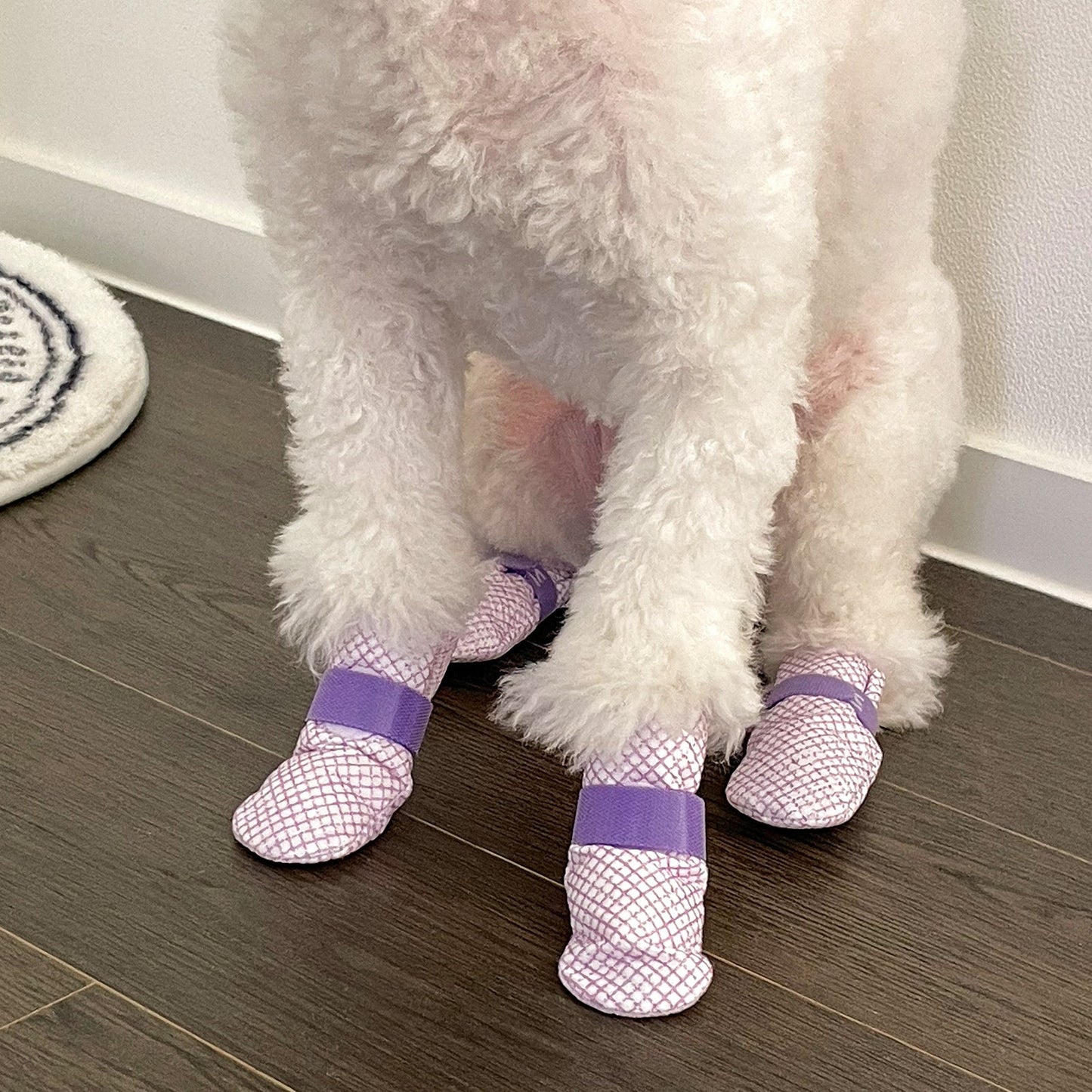 28x Waterproof Dog Shoes - Disposable Anti-Slip Pet Socks, Small, Violet