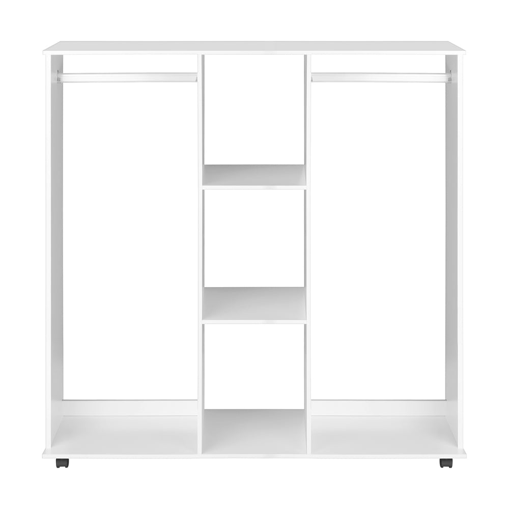 Portable Double Wardrobe Storage Shelves Organizer Clothes Rack Hanger
