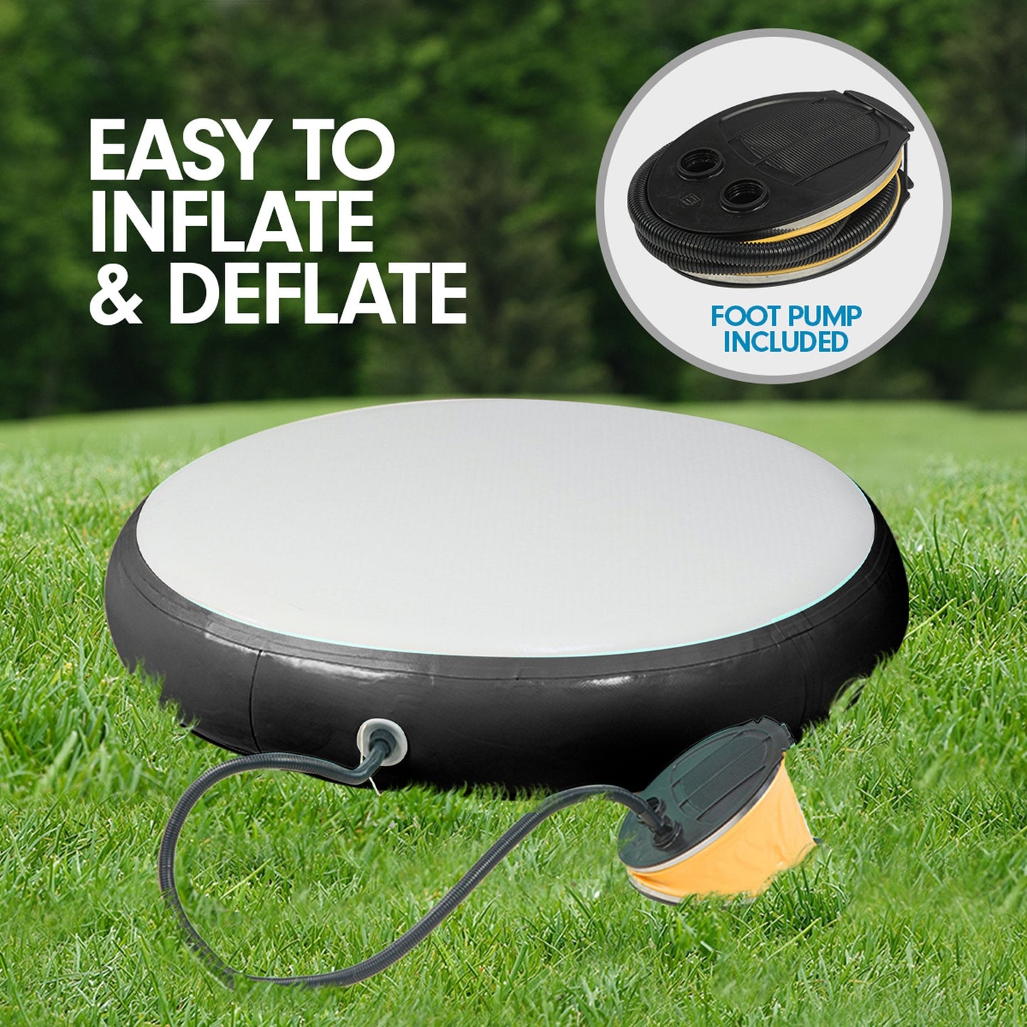 1M Air Track Spot Round Inflatable Gymnastics Tumbling Mat Pump Black