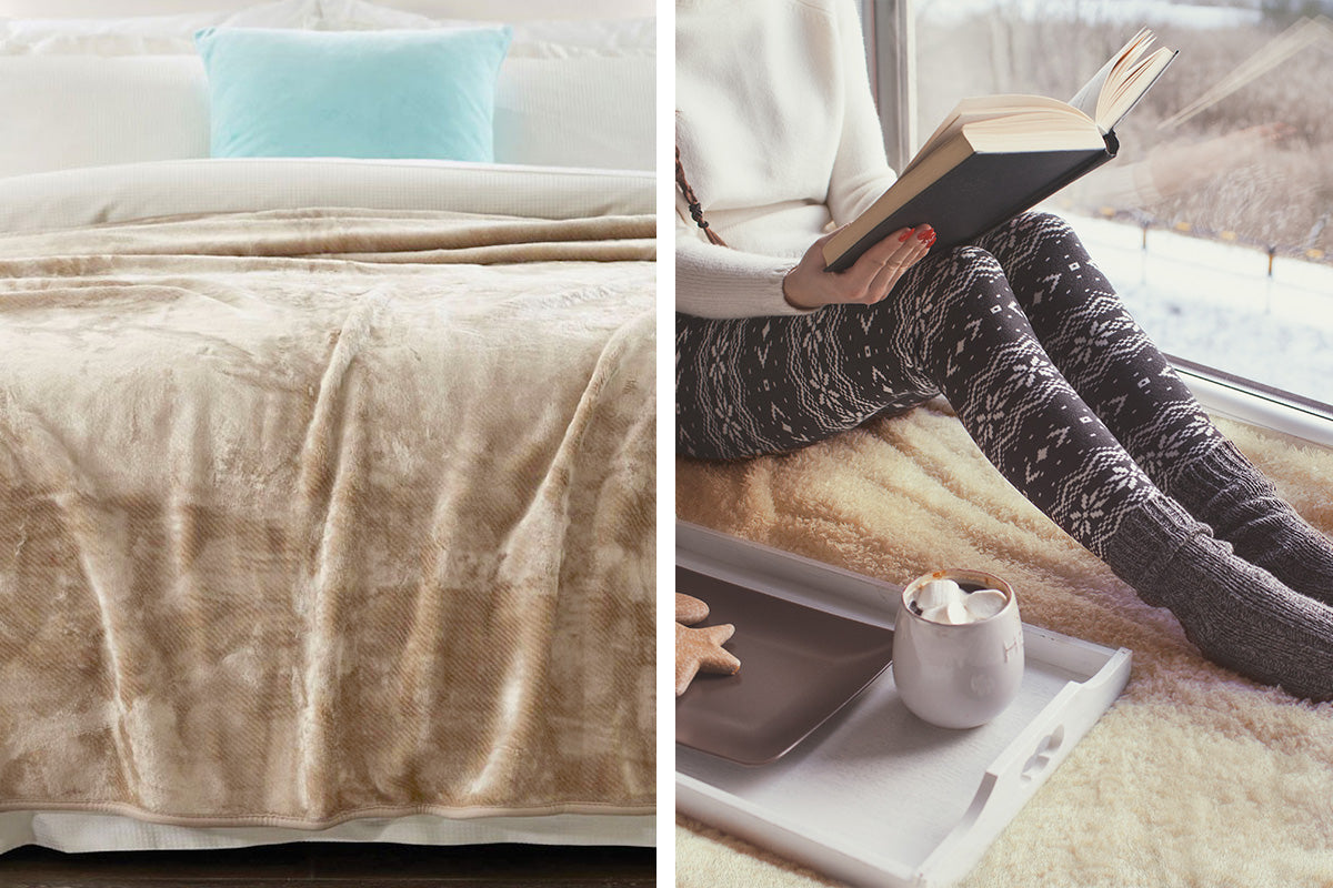 Laura Hill 800GSM Heavy Double-Sided Faux Mink Blanket - Beige