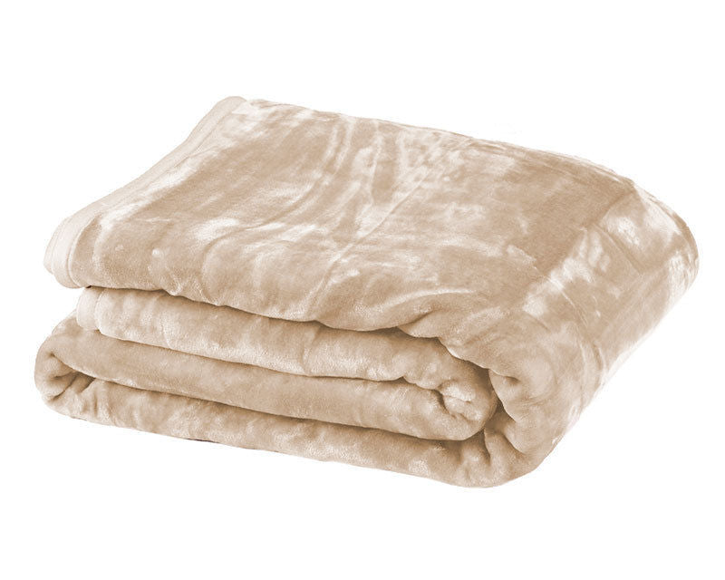 Laura Hill 800GSM Heavy Double-Sided Faux Mink Blanket - Beige