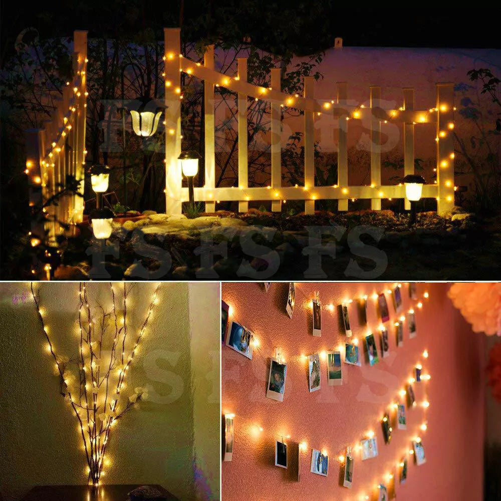 20-100 LED BATTERY POWERED STRING FAIRY LIGHTS COPPER WIRE WATERPROOF