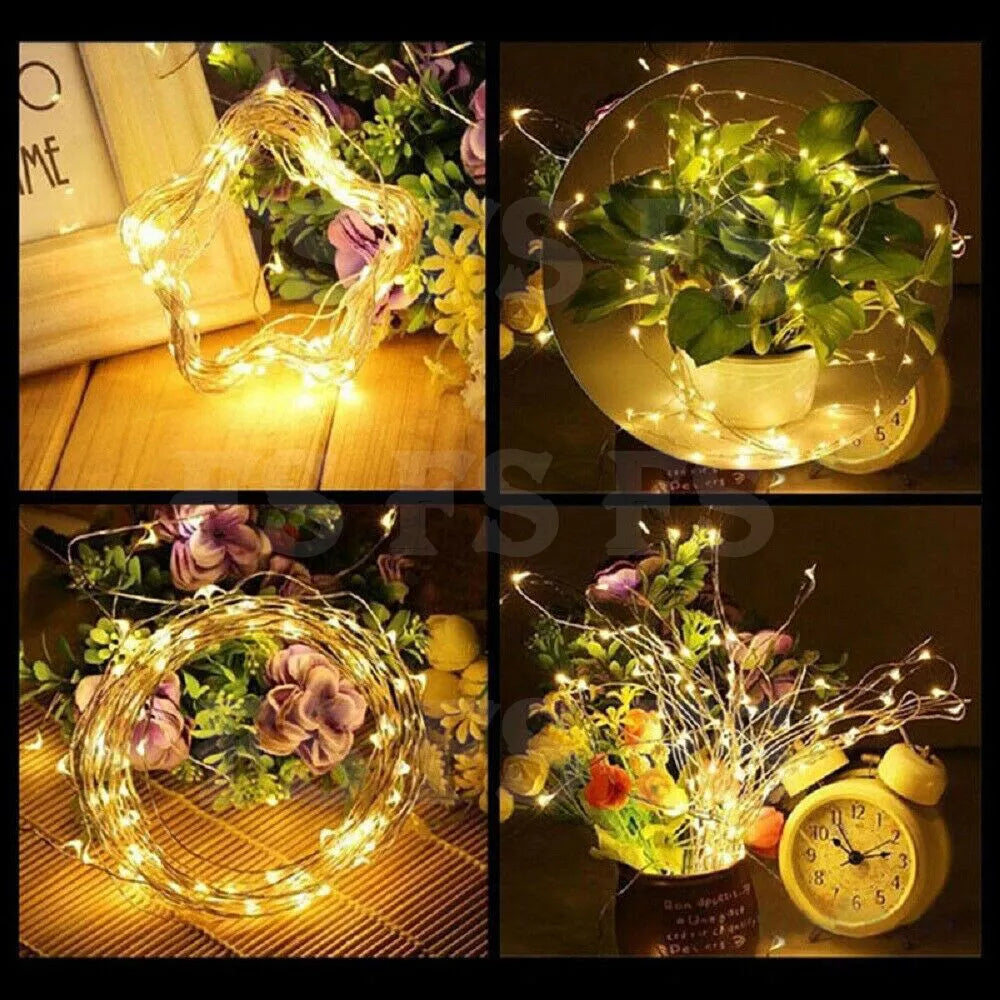 20-100 LED BATTERY POWERED STRING FAIRY LIGHTS COPPER WIRE WATERPROOF