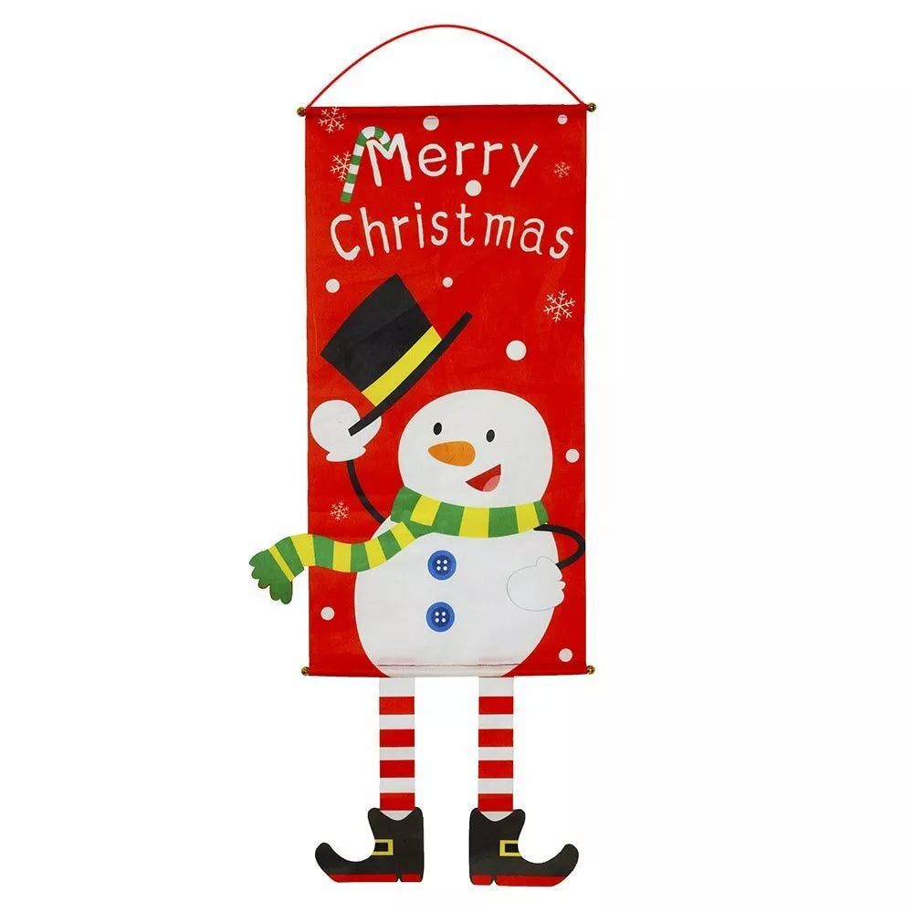 Christmas Hanging Banner Flag Door Window Décor Santa Reindeer Snowman Ornaments AU