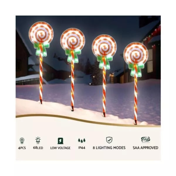 ingle Jollys 4 PCS Christmas Lights Path Ground Light Garden Decorations 68 LED