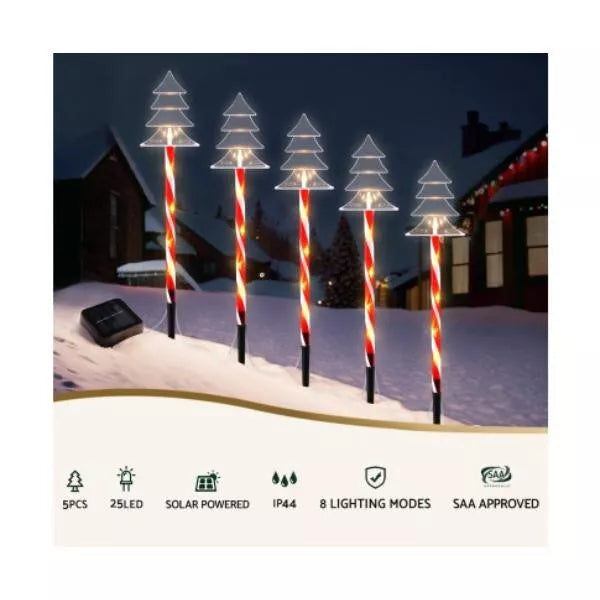ingle Jollys 5 PCS Christmas Lights Path Ground Light Garden Decorations 25 LED
