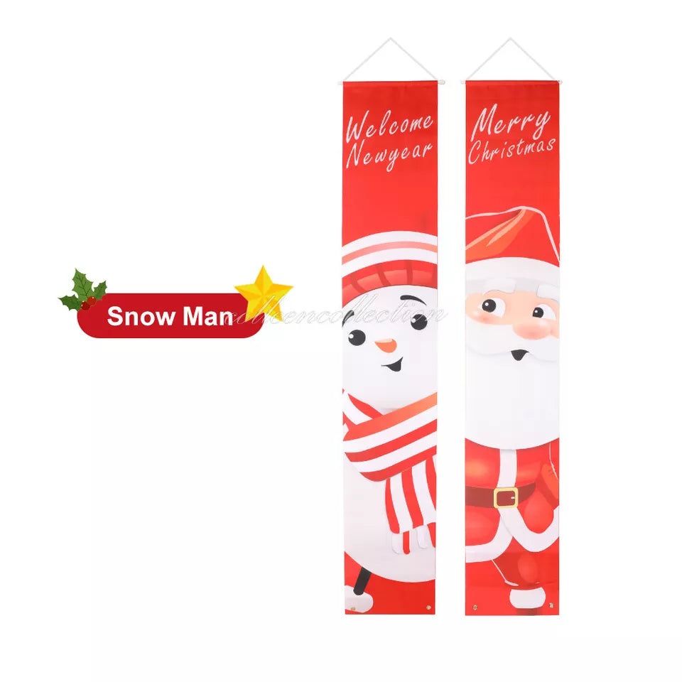 Christmas Porch Sign Oxford Cloth Xmas Door Banner Wall Hanging Party Decoration