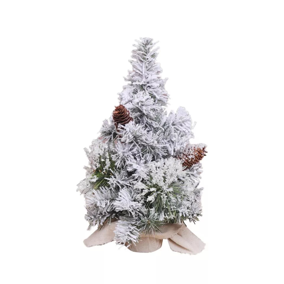 Small Mini Christmas Tree Snow Flocked Xmas Tree Tabletop Artificial Ornament