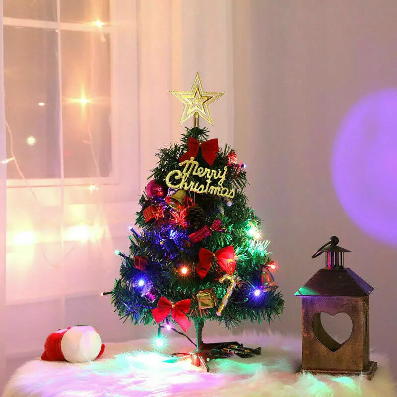 50cm Long Tabletop Artificial Small Mini Christmas Tree With LED Lights Ornament