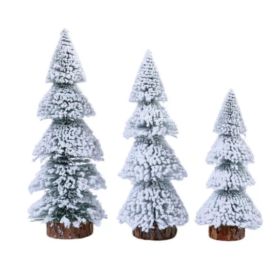 4PCS Artificial Small Christmas Tree Tabletop Mini Xmas Pine Trees Snowy Trees