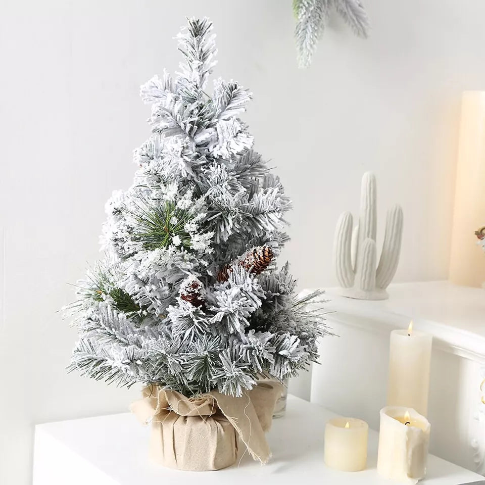 Small Mini Christmas Tree Snow Flocked Xmas Tree Tabletop Artificial Ornament
