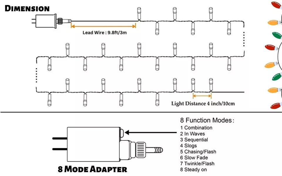 50M 500LED RED CHASING CHRISTMAS FAIRY LIGHTS WITH 8 FUNCTIONS & MEMORY