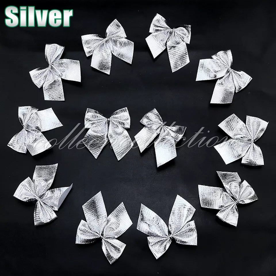 12x Bow Christmas Tree Handing Xmas Ornament Bowknot Party Wedding Decoration