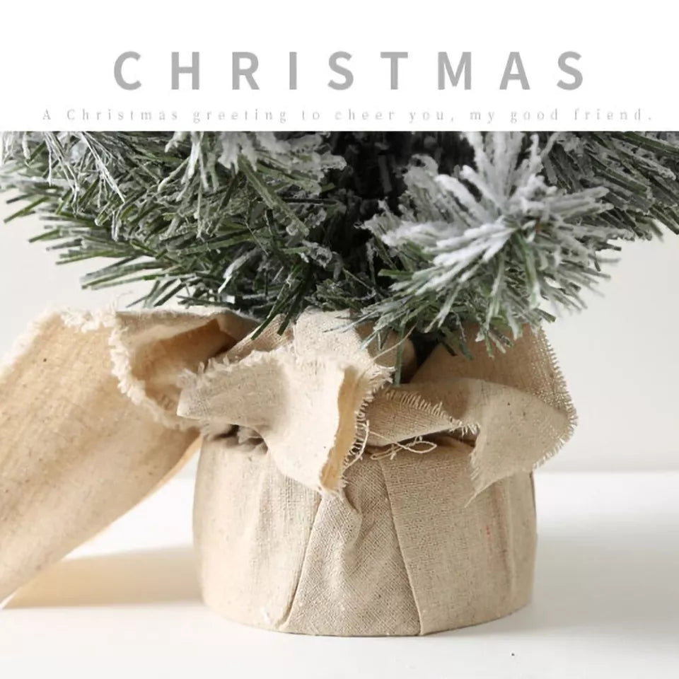Small Mini Christmas Tree Snow Flocked Xmas Tree Tabletop Artificial Ornament