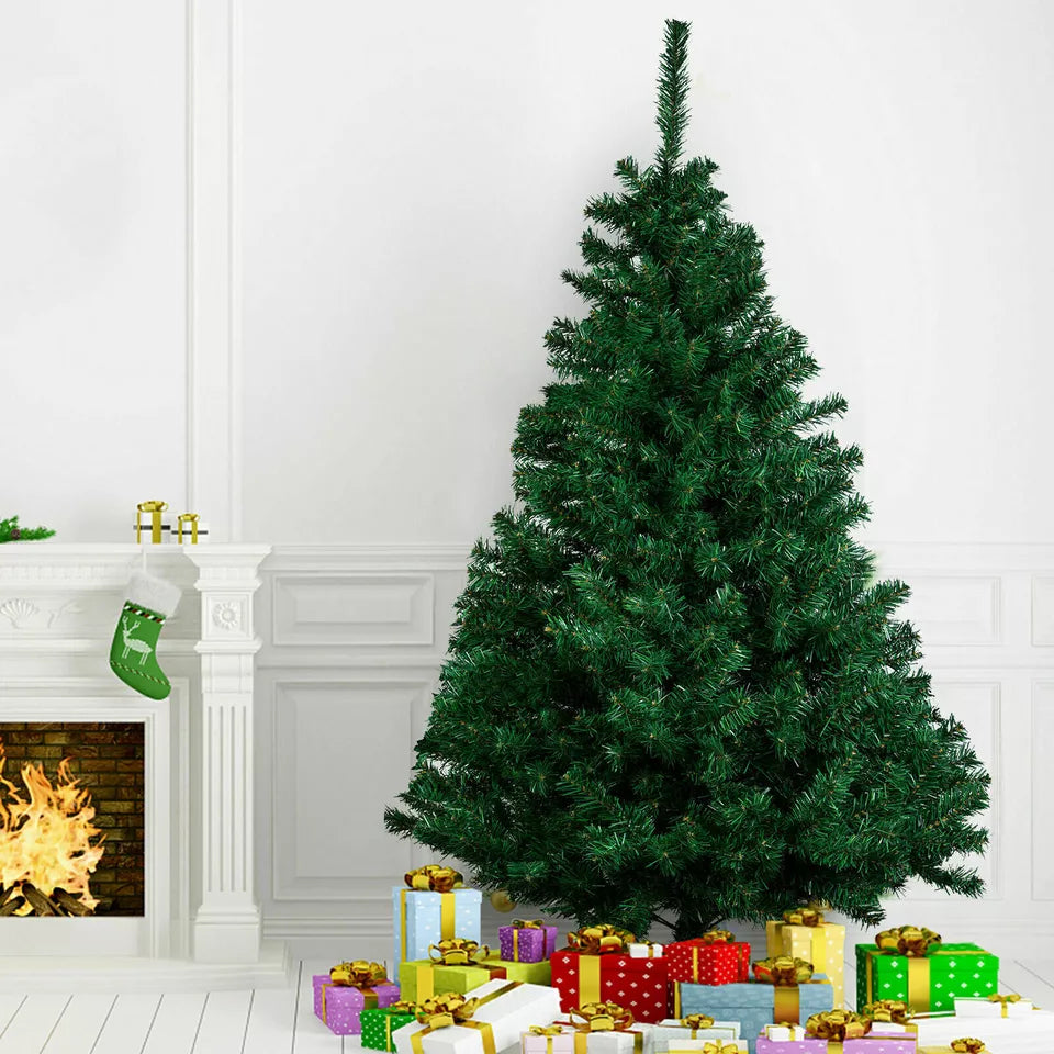 1.2M/1.5M/1.8M/2.1M Christmas Tree with Lights Bushy Xmas Decor & Metal Stand