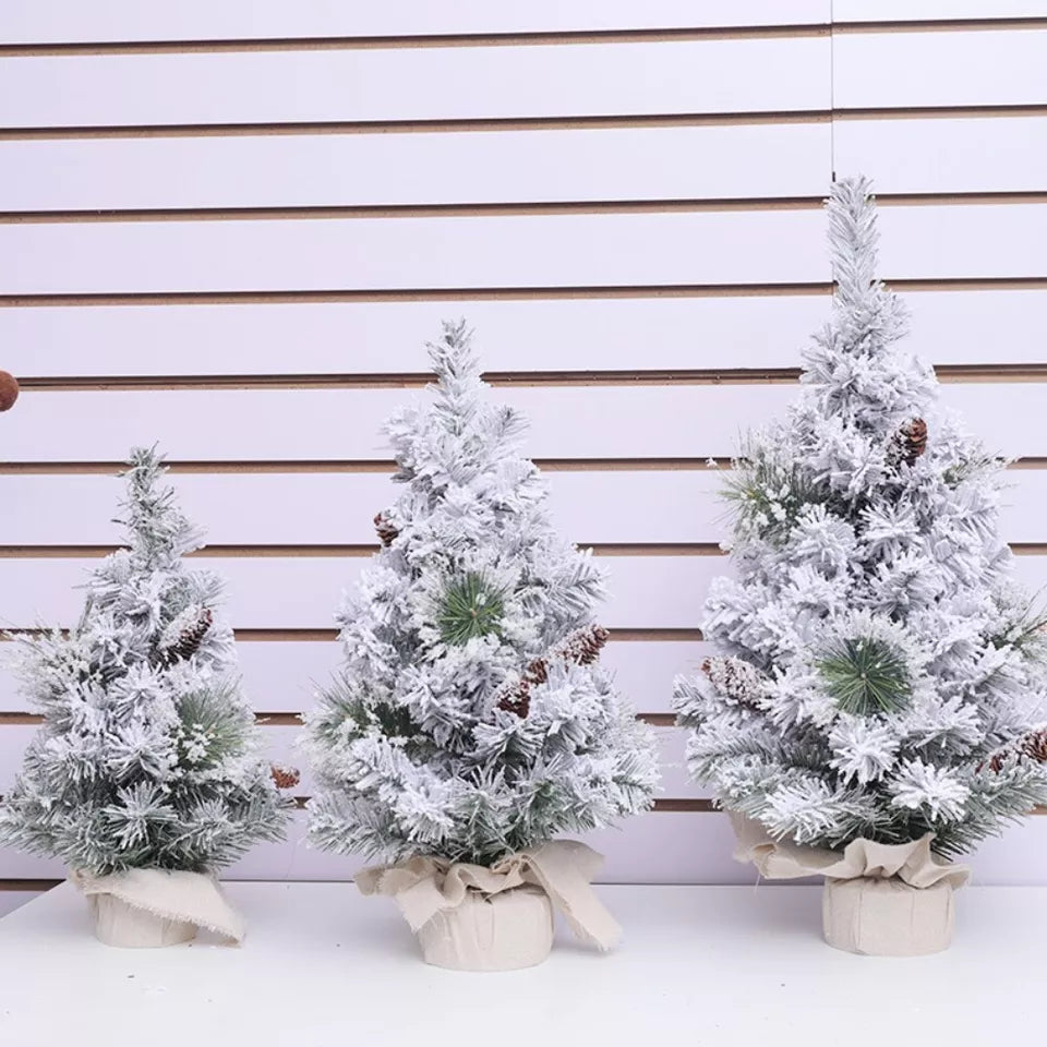 Small Mini Christmas Tree Snow Flocked Xmas Tree Tabletop Artificial Ornament