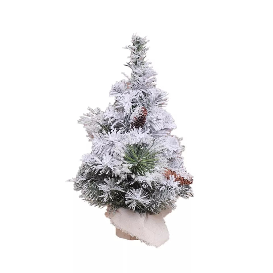Small Mini Christmas Tree Snow Flocked Xmas Tree Tabletop Artificial Ornament