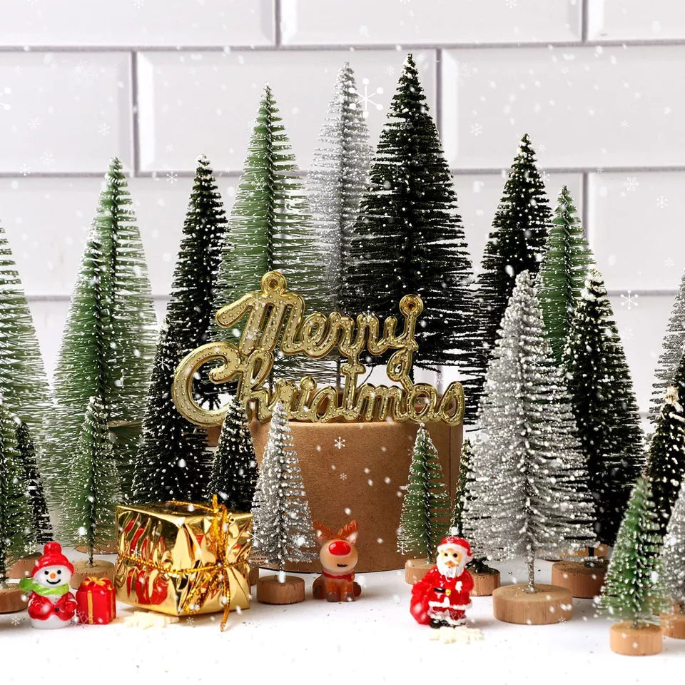 30Pcs Tabletop Artificial Small Mini Christmas Tree Xmas Table Desk Decoration