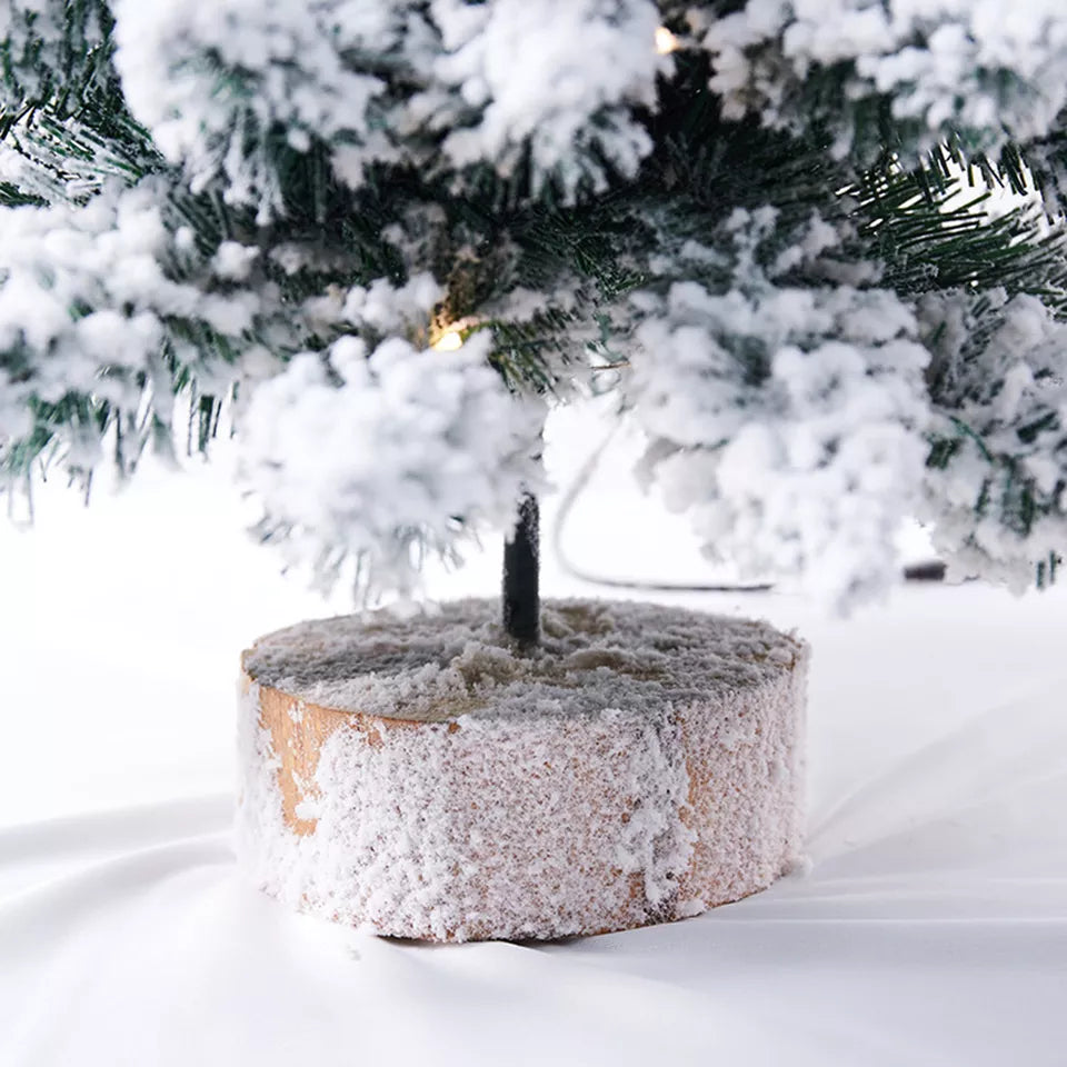 Small Mini Christmas Tree Snow LED Lights Xmas Tabletop Rtificial Ornament Gift