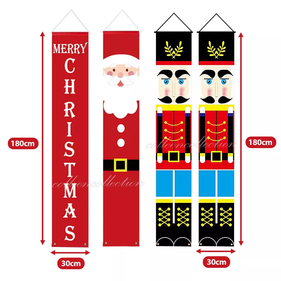 Christmas Porch Sign Oxford Cloth Xmas Door Banner Wall Hanging Party Decoration
